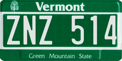 VT license plate ZNZ514