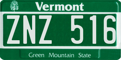 VT license plate ZNZ516