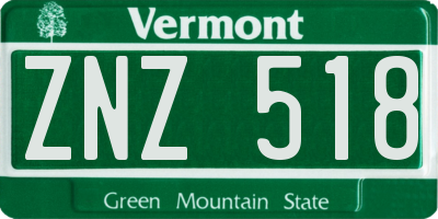 VT license plate ZNZ518