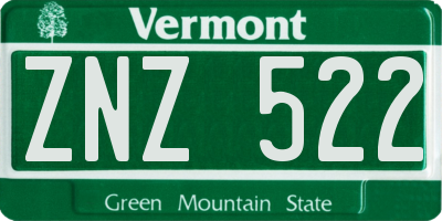 VT license plate ZNZ522