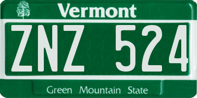 VT license plate ZNZ524