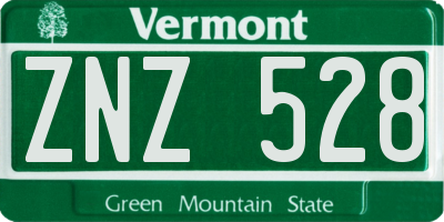VT license plate ZNZ528