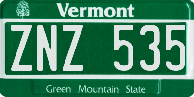 VT license plate ZNZ535