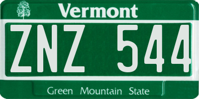 VT license plate ZNZ544