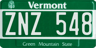 VT license plate ZNZ548
