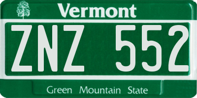VT license plate ZNZ552