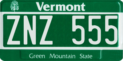VT license plate ZNZ555