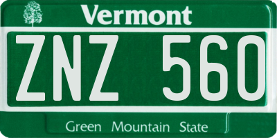 VT license plate ZNZ560