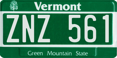 VT license plate ZNZ561
