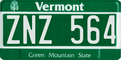 VT license plate ZNZ564
