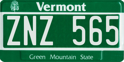 VT license plate ZNZ565