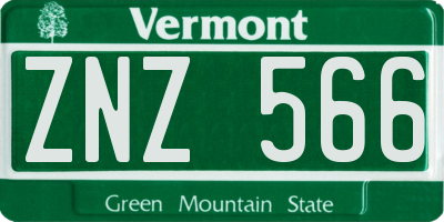 VT license plate ZNZ566