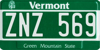 VT license plate ZNZ569