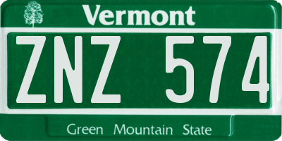 VT license plate ZNZ574