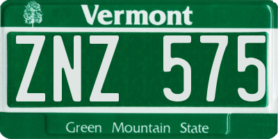 VT license plate ZNZ575