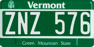 VT license plate ZNZ576