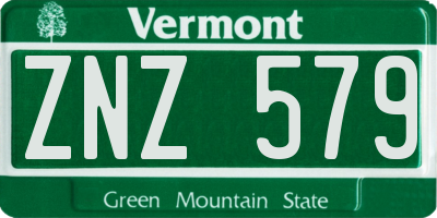 VT license plate ZNZ579