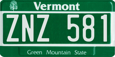 VT license plate ZNZ581
