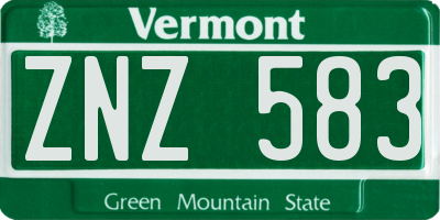 VT license plate ZNZ583