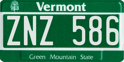 VT license plate ZNZ586