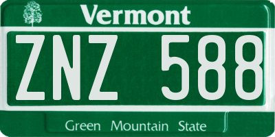 VT license plate ZNZ588