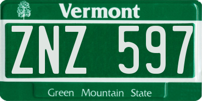 VT license plate ZNZ597