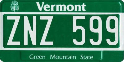 VT license plate ZNZ599
