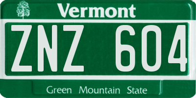 VT license plate ZNZ604