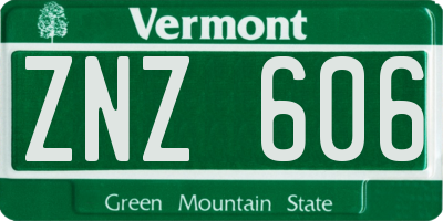 VT license plate ZNZ606