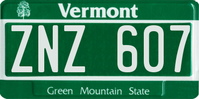 VT license plate ZNZ607