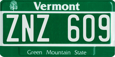 VT license plate ZNZ609
