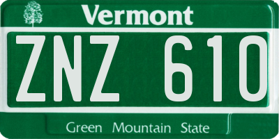 VT license plate ZNZ610