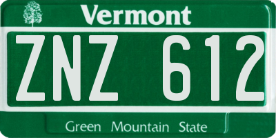 VT license plate ZNZ612