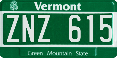 VT license plate ZNZ615