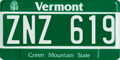 VT license plate ZNZ619