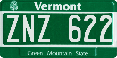 VT license plate ZNZ622