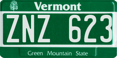 VT license plate ZNZ623