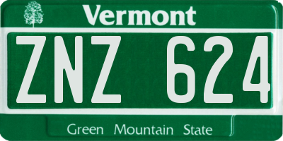 VT license plate ZNZ624