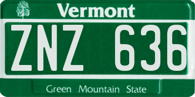 VT license plate ZNZ636
