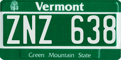VT license plate ZNZ638