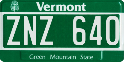 VT license plate ZNZ640