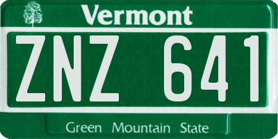 VT license plate ZNZ641