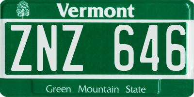 VT license plate ZNZ646