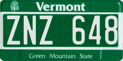 VT license plate ZNZ648