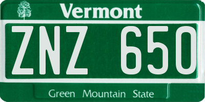 VT license plate ZNZ650
