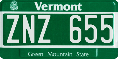 VT license plate ZNZ655