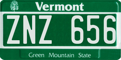 VT license plate ZNZ656
