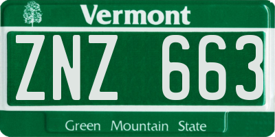 VT license plate ZNZ663