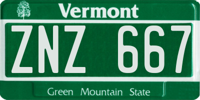 VT license plate ZNZ667