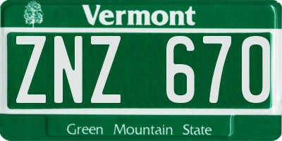 VT license plate ZNZ670